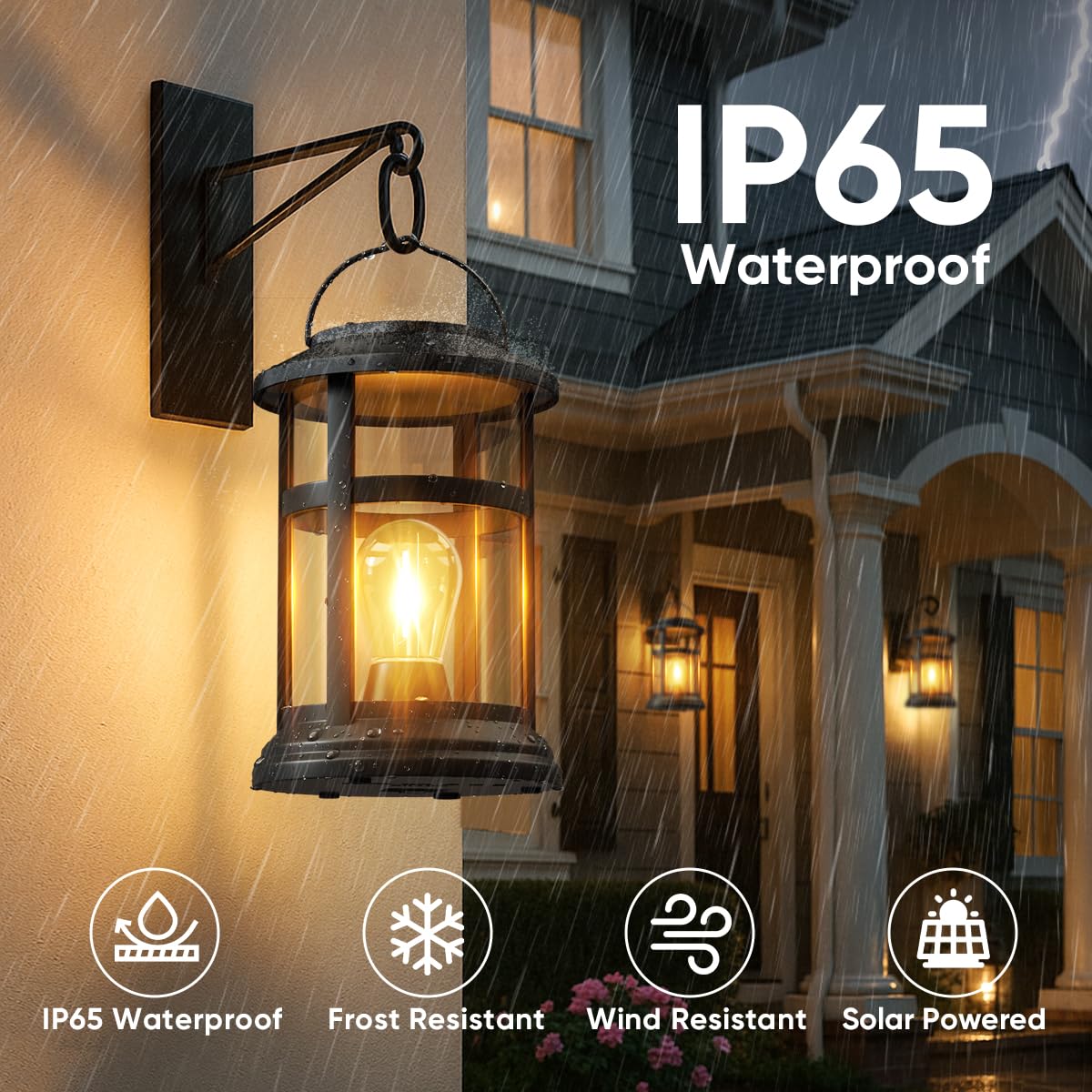NFEVER Solar Lanterns Outdoor Waterproof: 2 Pack Hanging Solar Lights for Outside Patio Porch Garden Tabletop Decor - Bright LED Warm White Solar Powered Lighting - Unique Gardening Gifts for Mom