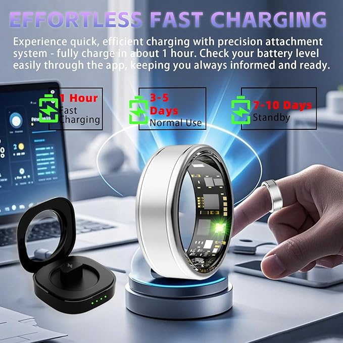 Smart Ring for Women ??Fitness Tracker Ring with Heart Rate, SpO2, Blood Pressure, Sleep Monitoring, Step & Calorie Counter, No Subscription Fee, iOS & Android Compatible (Silver, 13)