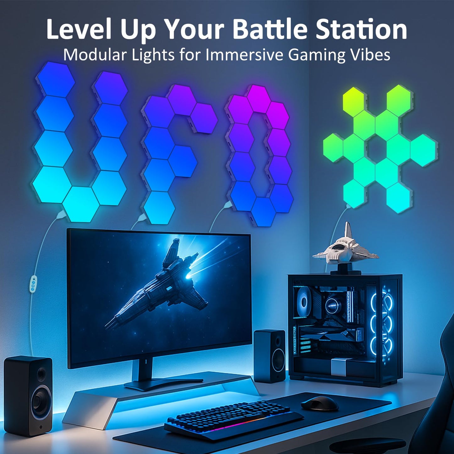 MeRGBWLife 12 Pack Hexagon LED Wall Light Panels – RGB Smart Lights with APP & Remote, Music Sync Honeycomb Design – Modular Gaming Wall Decor for Bedroom, Kids Room, and Living Room