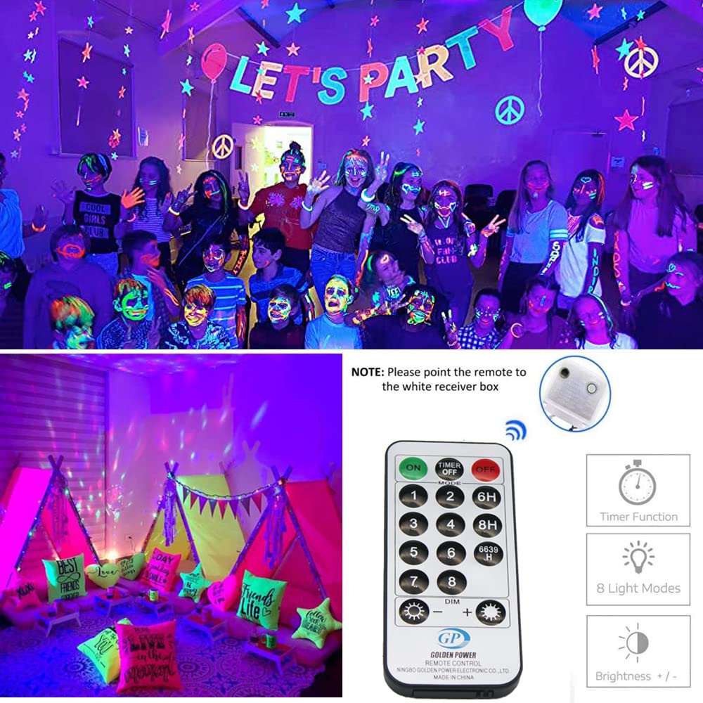 Solhice Black Light Curtain String Lights for Glow Party 10ft x10ft 306 LEDs, Blacklight with Remote Control for Halloween Bedroom Birthday Fluorescent Party Indoor Décor
