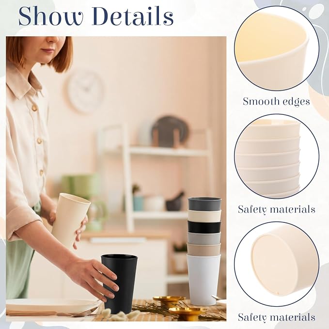 Yungyan 50 Pcs Unbreakable Plastic Cups 16oz Thickened Reusable Plastic Cup Stackable Water Tumblers Drinking Cup for Kitchen, Outdoor, Bpa-free, Dishwasher Refrigerator and Microwave(Gray Tones)