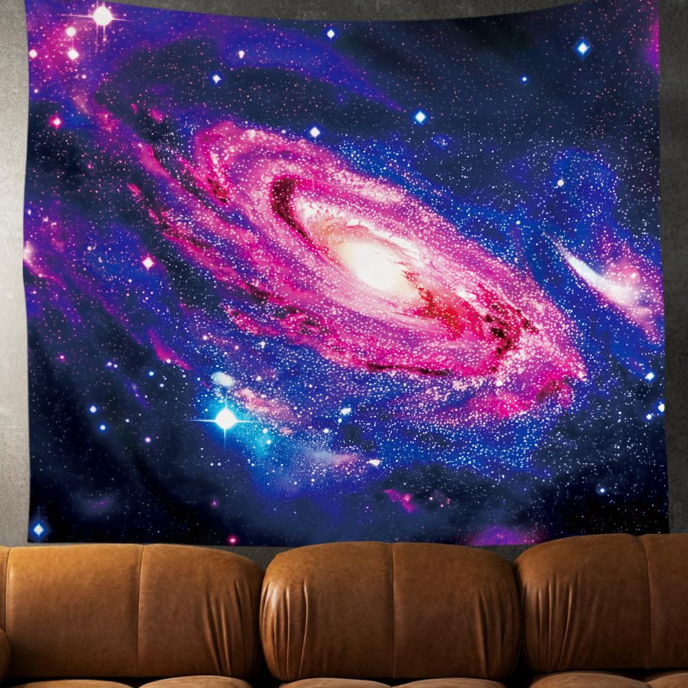 WEBEEDY UV Reactive Space Galaxy Tapestry Blacklight Tapestry Wall Hanging Milky Way Nebula Blacklight Posters Universe Backdrop Wall Decor for Bedroom Living Room Party Backdrop Photo, 59x51 Inch