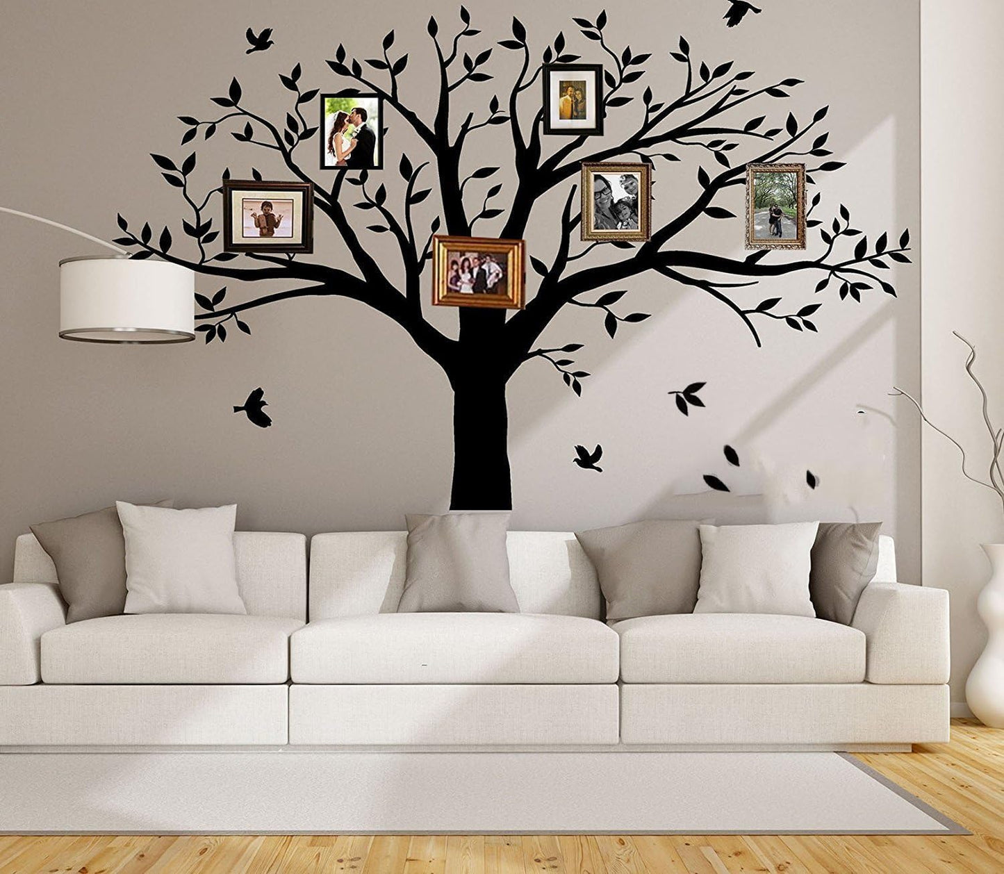 Family Tree Wall Decal - 'Family Like Branches On A Tree' Quote Lettering Wall Sticker for Bedroom Decoration (Black)