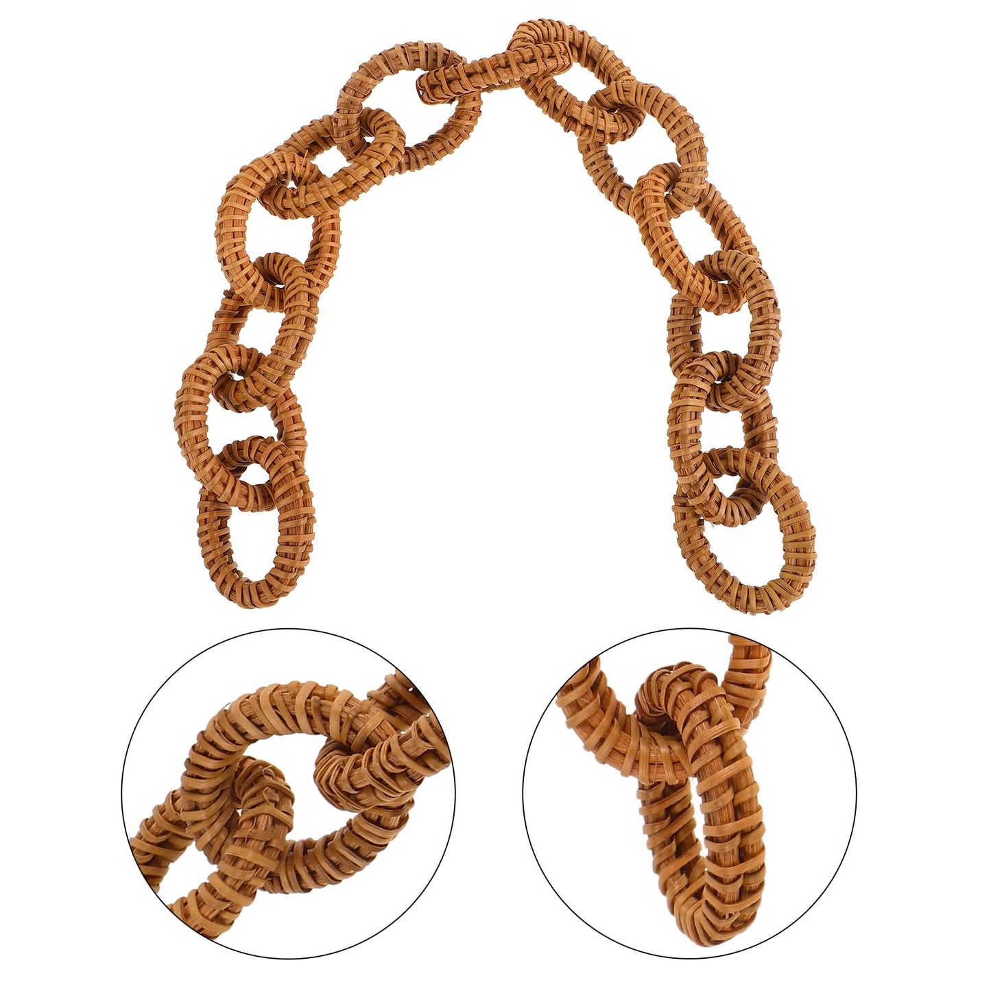 FOMIYES Rattan Woven Chain Link Decor 16.92In Rustic Decorative Chain for Wall Hanging Coffee Table Decoration Boho Style Home Art Craft