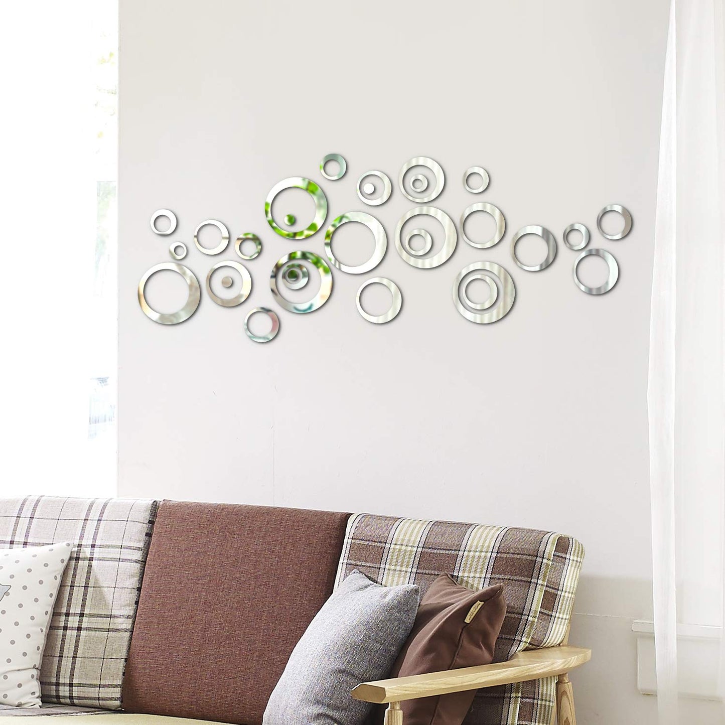 Removable Wall Sticker Decal Acrylic Mirror Setting for Home Living Room Bedroom Decor (Style A, 48 Pieces)