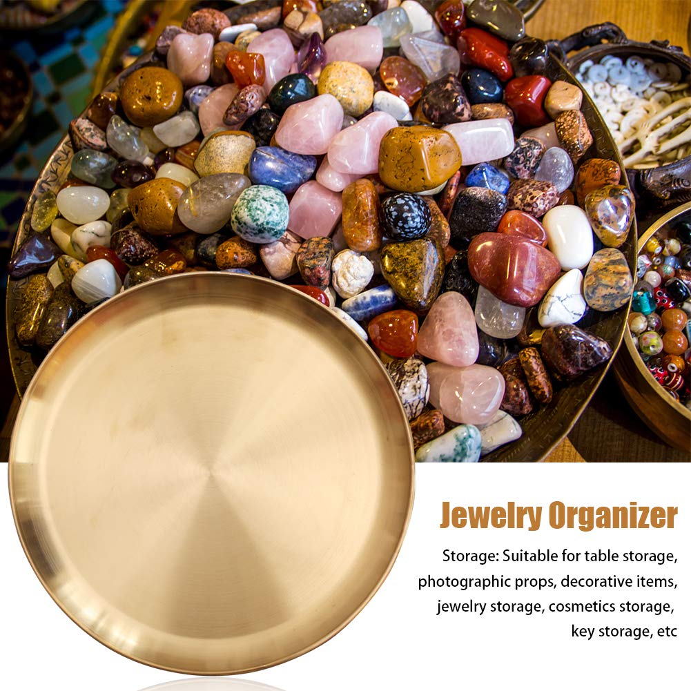 Round Brass Tray, Gold Round Tray, Stainless Steel Large Rounds Trays, Stainless Steel Plate Cosmetics Jewelry Organizer Towel Trays for Home,Matte Brass Finish(Color:20cm)
