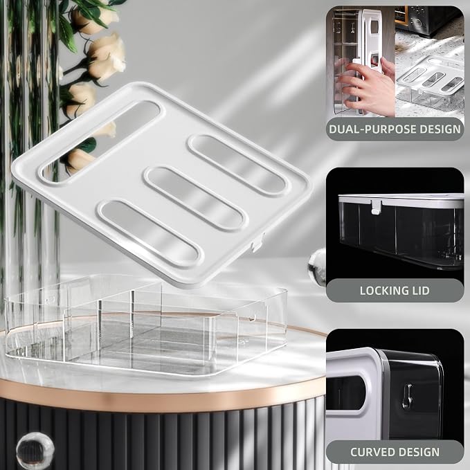 Kitchen Storage Bag Organizer, Acrylic Baggie organizer for Drawer, Plastic Bag Organizer complicate with Gallon, Quart, Sandwich, Snack, and Slider Bags (Acrylic)