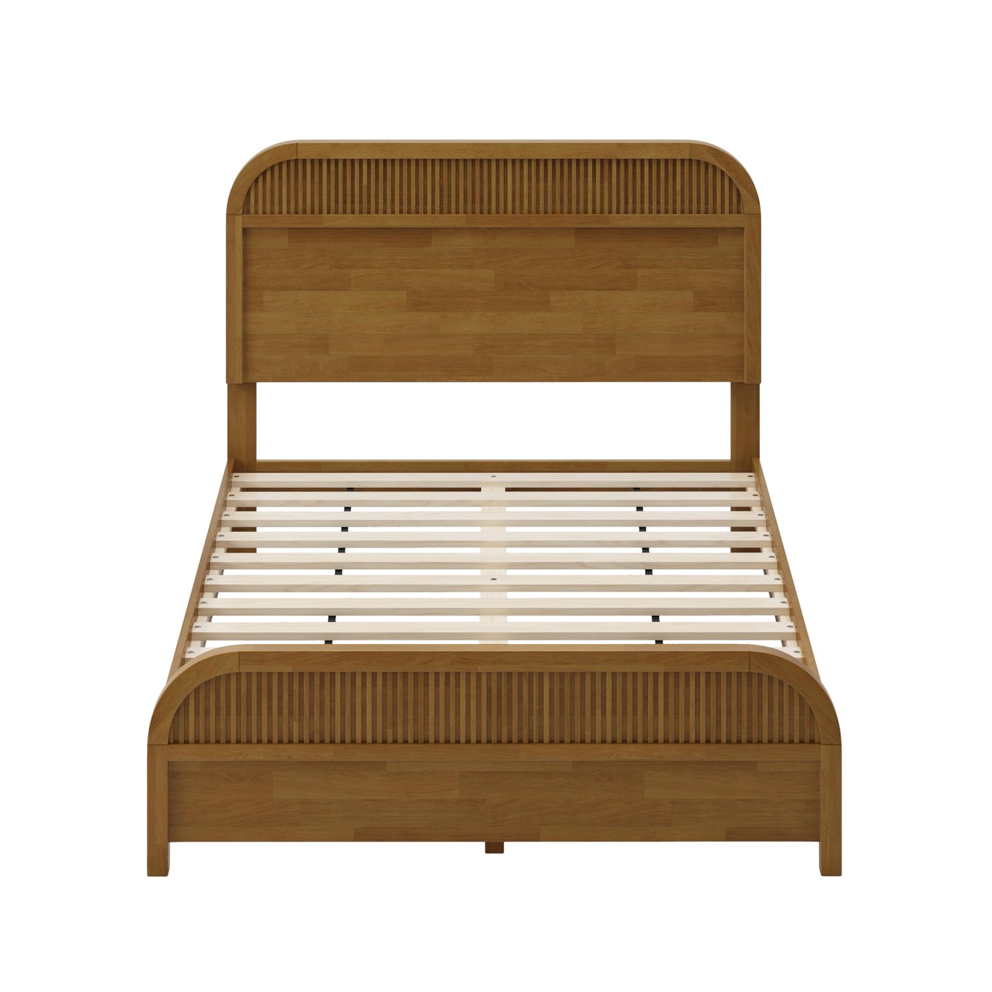 Christopher Knight Home Queen Size Wooden Bed Frame with Headboard, Oak Finish Platform Bed, Solid and Manufactured Wood, No Box Spring Needed, 550 lbs Capacity
