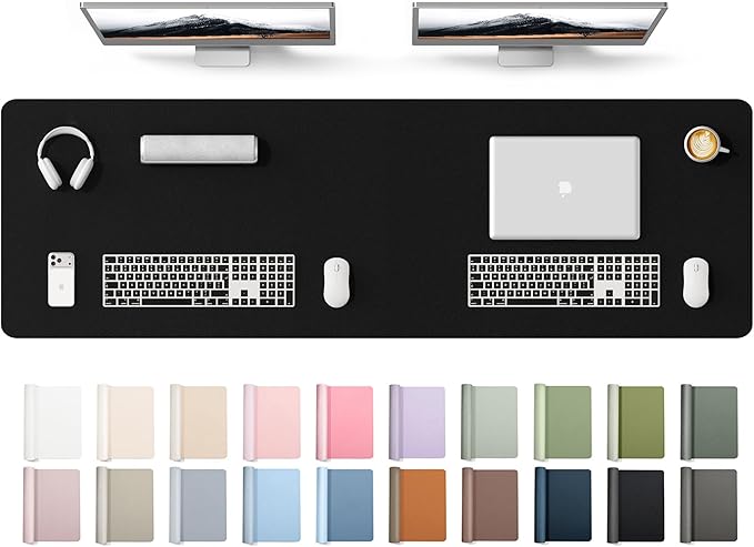 YSAGi Leather Desk Protector, Office Mat, Large Mouse Mat, Non-Slip PU Leather Blotter, Laptop Desk Mat, Waterproof Writing Pad for Office and Home(Black, 63" x 17.2")