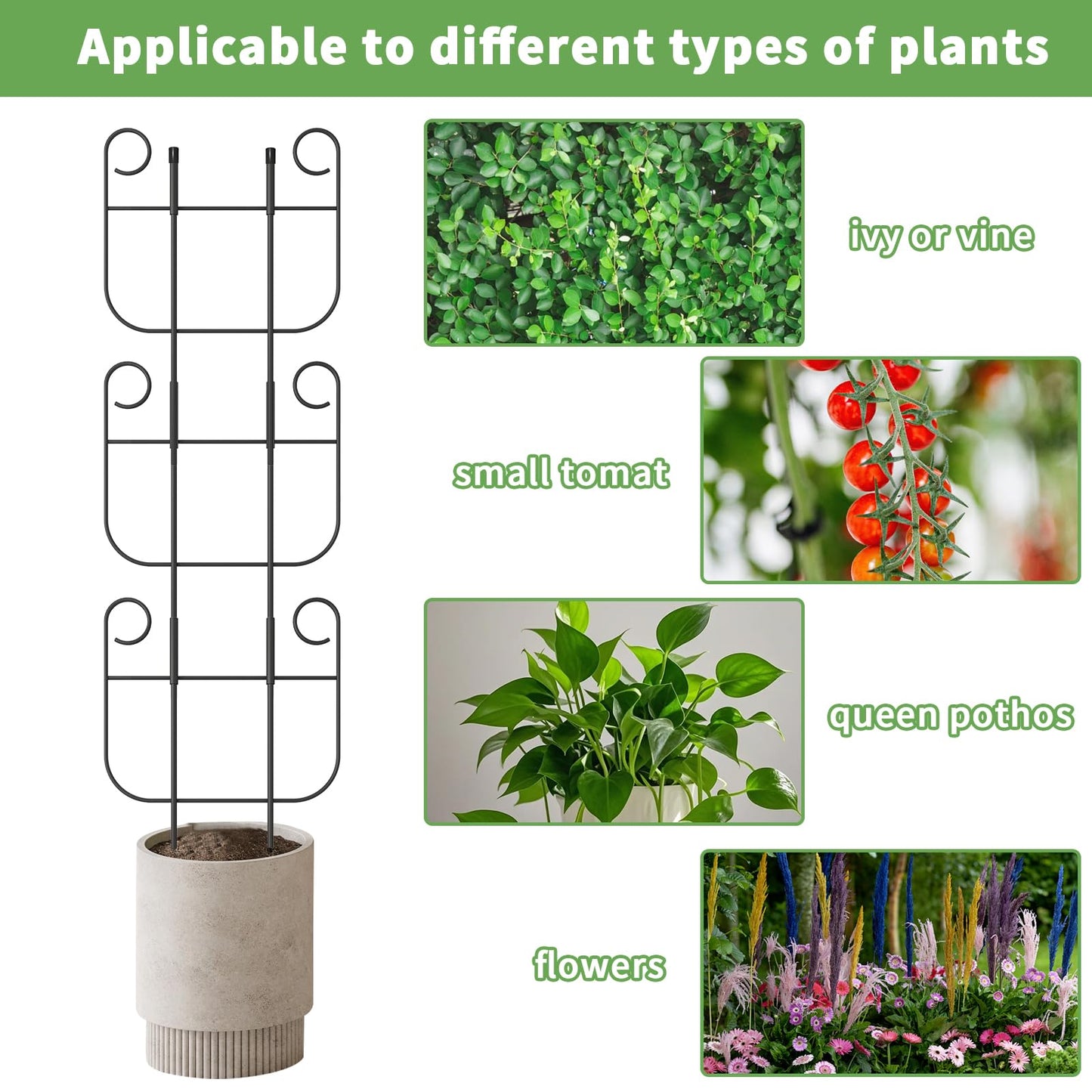 4 Pack Trellis for Climbing Plants Indoor, Expandable Small Metal Trellis for Potted Plants, Flowers Vine Ivy, Sturdy Houseplant Pothos Plant Climber Support