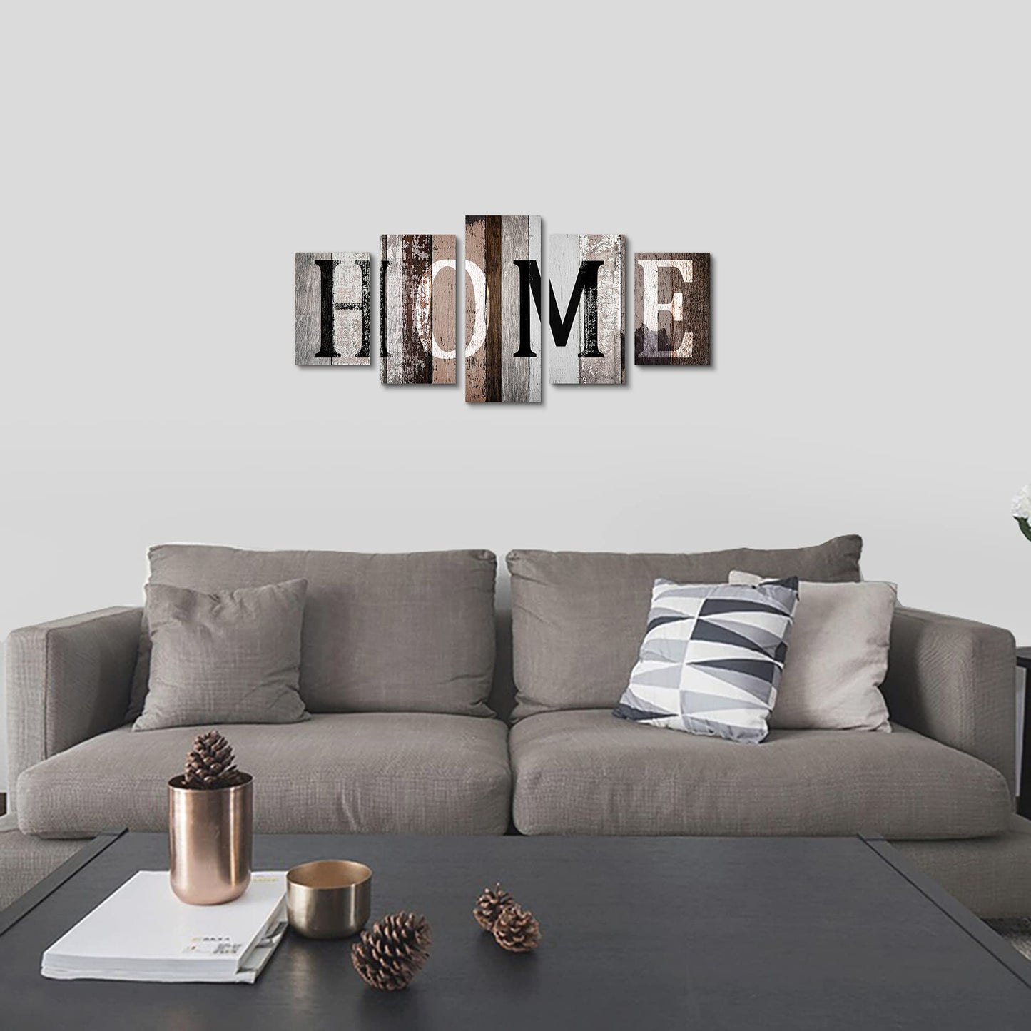 LUDUHU Home Canvas Print Wall Art - 5 Piece Sweet Home Signs, Black and White Quotes, Modern Family Wall Decor (G, Oversize 40x20inch)