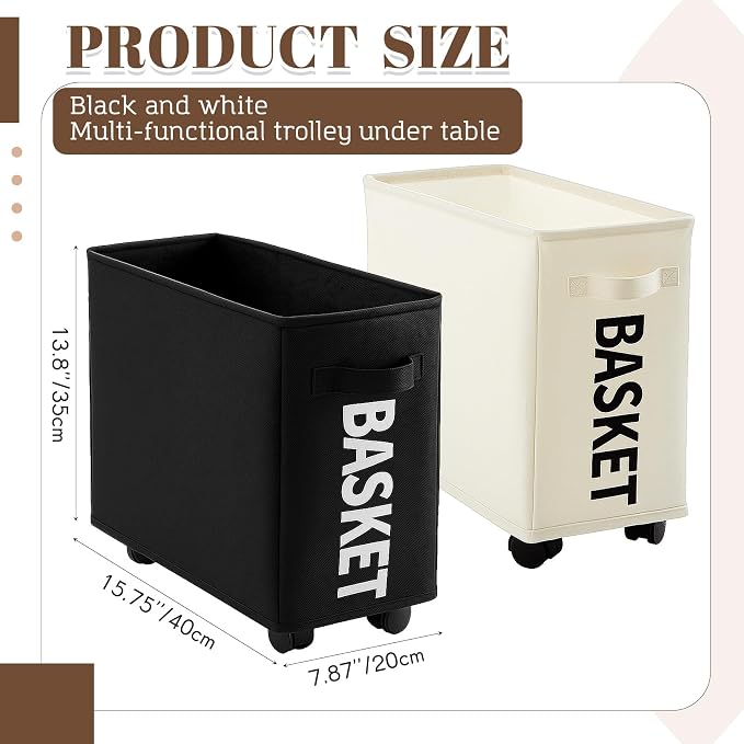 AceOrbit Under Desk Rolling Storage Basket with Wheels; Foldable Space-Saving Organizer for Books, Files & Office Supplies, 21l Lightweight Desk Storage for Home, Dorm & Office
