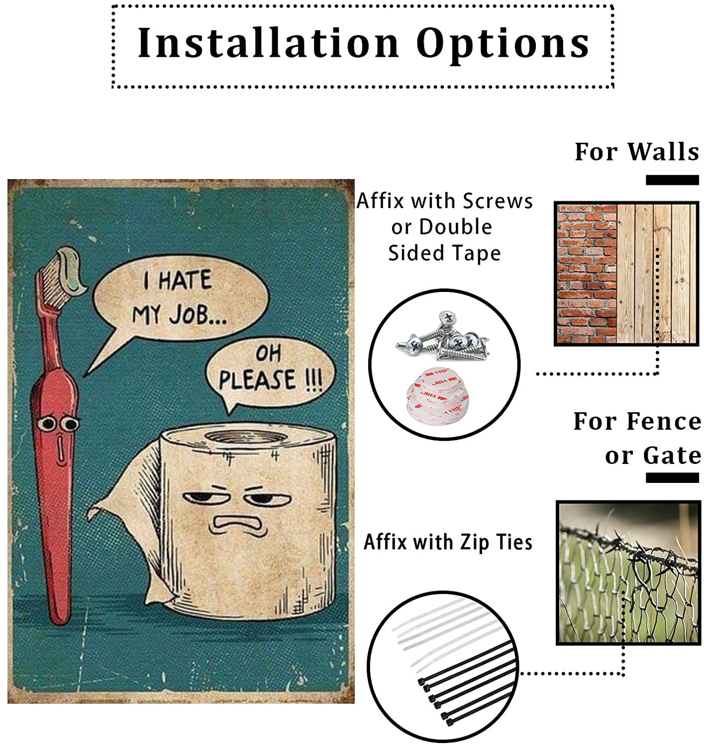 QKIODS Metal Sign I Hate My Job Oh Please Funny Toilet Retro Tin Sign Bathroom Wall Art Home Décor, 12x8inch