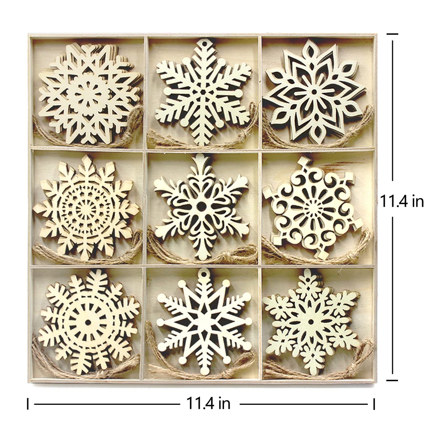 36pcs Large Christmas Wooden Snowflakes Hanging Ornaments DIY Craft Snowflake Wooden Ornaments Unfinished Wood Cutout Christmas Decorations Tree Decor Kids Paint