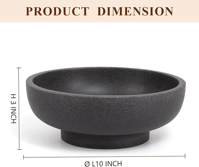 YMXYJM Large Decorative Resin Bowl, Modern Handicraft Bowls for Home Decor, Decorative Fruit Bowl for Kitchen Counter, Stylish Key Bowl for Entry Table, Artificial Stone Black