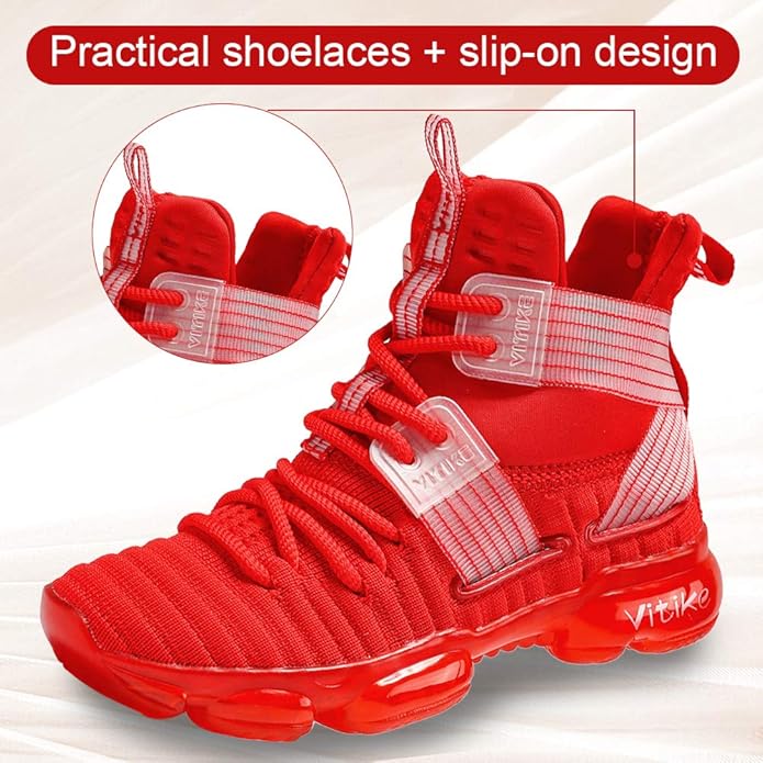 JMFCHI Kids Basketball Shoes High-top Sports Shoes Sneakers Durable Lace-up Non-Slip Running Shoes Secure for Little Kids Big Kids and Boys Girls