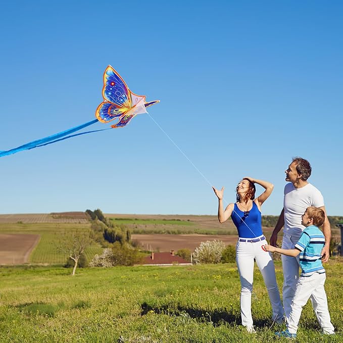 Butterfly Kites for Kids & Adults, Easy to Fly Design with Long Tail for Stability, for Kids Ages 4-8 & Beginners, Beach & Park Use | Family Outdoor Fun