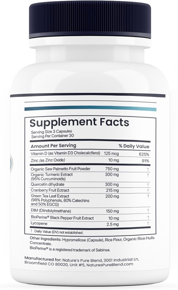 Nature's Pure Blend Peak Performance ??Testosterone Supplement for Men with D-Aspartic Acid, Ashwagandha & DIM ??Mens Prostate Health Support, Muscle Strength & Energy ??Prostate Supplement