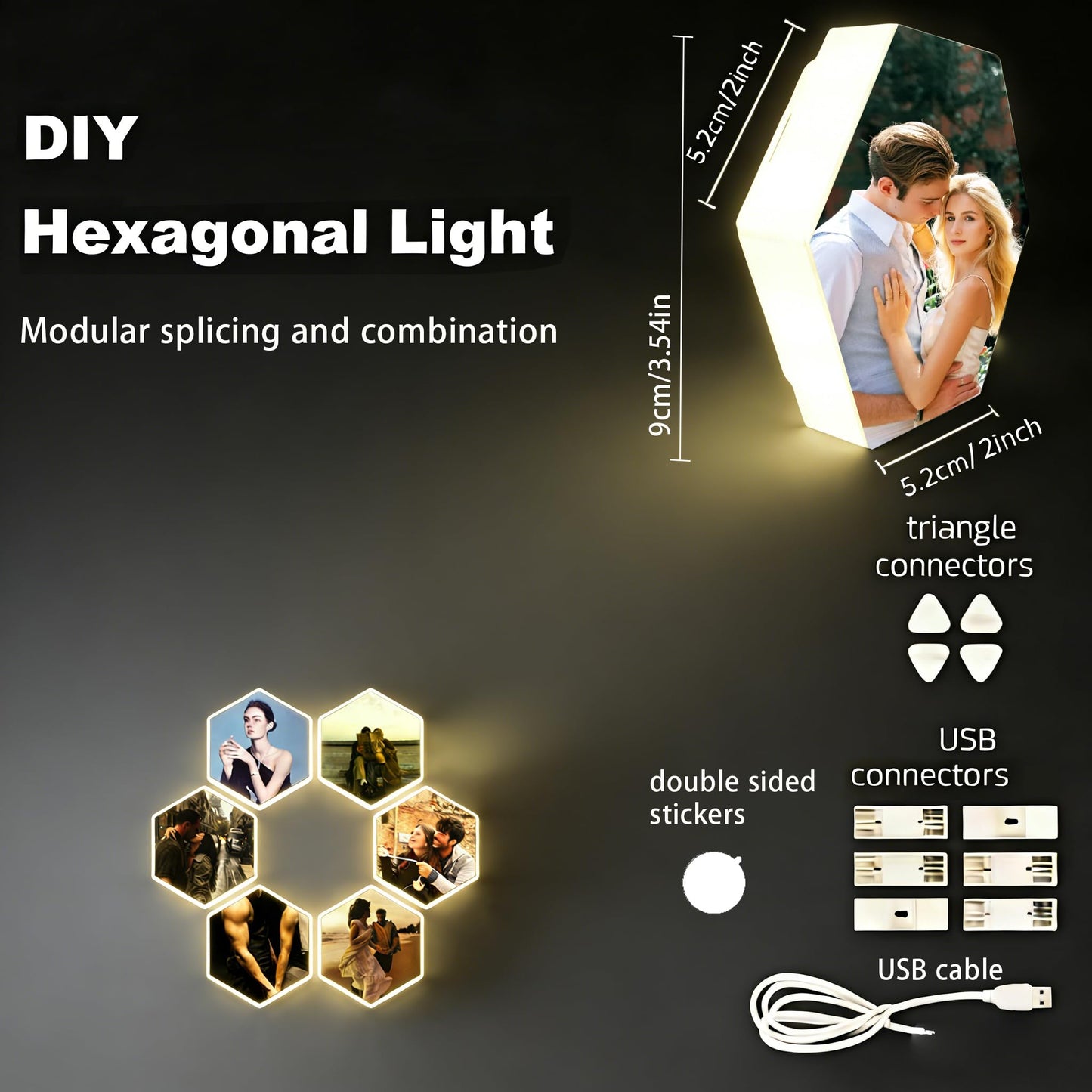 Custom Picture LED Lights for Wall–USB Powered,Touch-Activated Installation,Ideal for Weddings,Birthdays,Family,Bar,Party,Gaming Room/Wall Art. Beautiful Gift for Lovers, Spouses, Friends, Set of 10