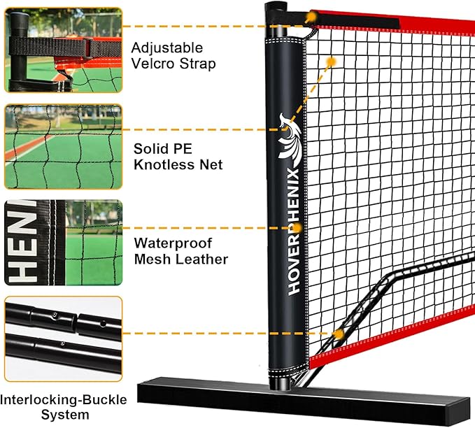 Pickleball Net for Driveway, Portable Pickleball Net System with Regualtion Size 22FT Pickle Ball Net, Outdoor Pickleballs, Carry Bag, Weather Resistant Metal Frame
