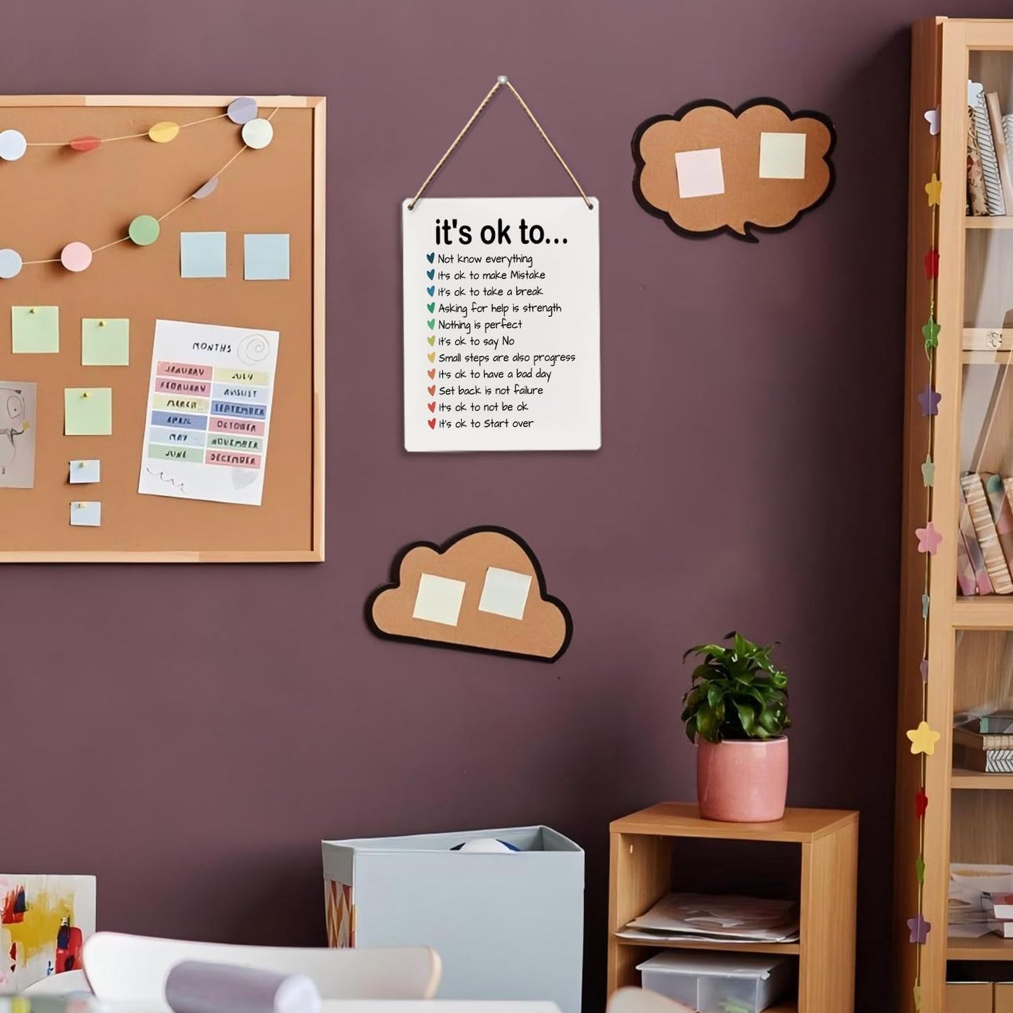 UYIKG Therapist Therapy Office Wall Decor Sign,Nursery Classroom Mental Health Decor,Inspirational Motivational Therapy Wall Decoration Sign for Kids Room Bderoom,It's Okay to Art Decoration,8x10 Inch