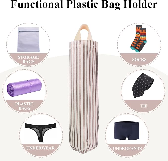 TOGETRUE Plastic Bag Holder, Wall Mount Grocery Bag Holder, Reusable Trash Bags Organizer for Home Kitchen Pantry Decor (Brown)