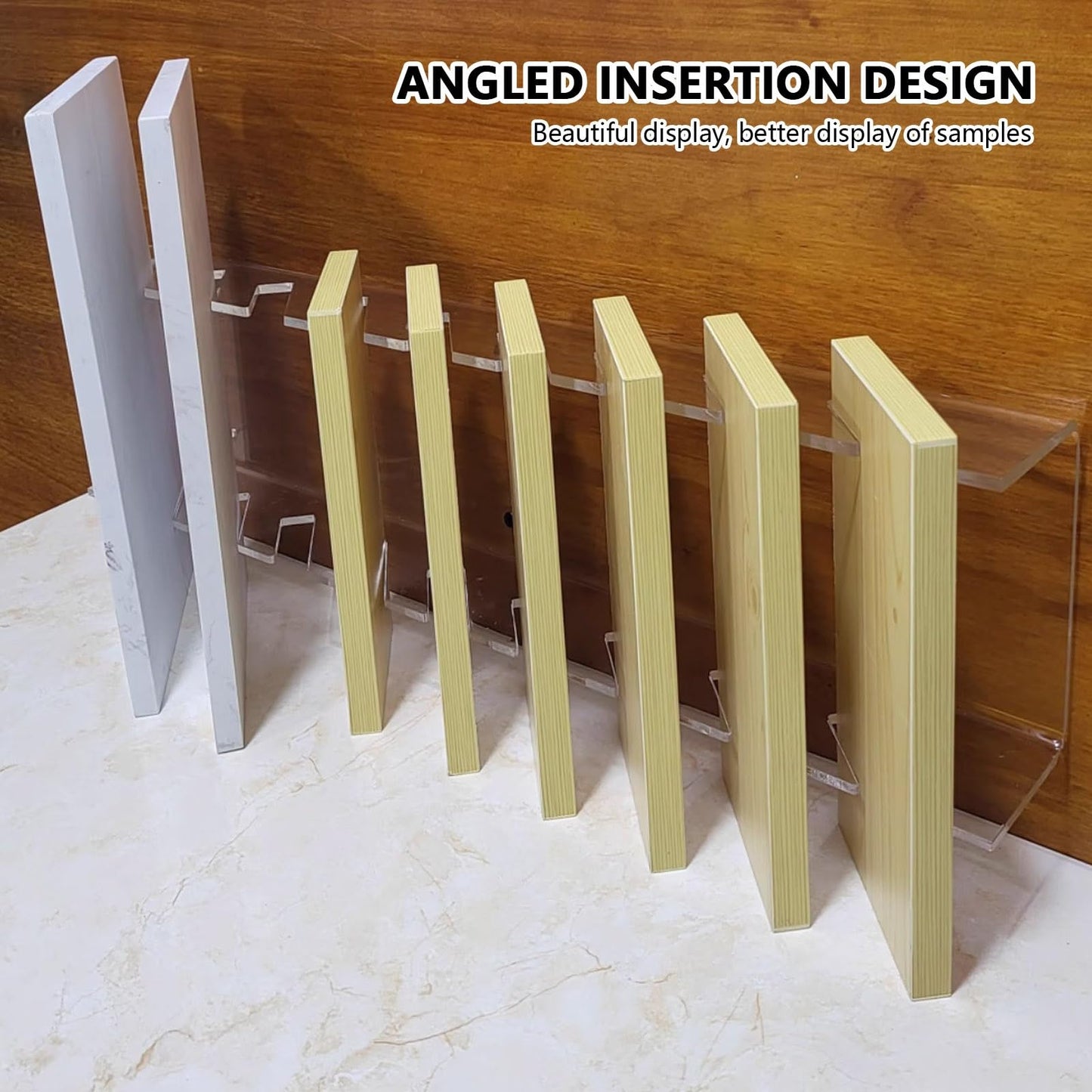 Floor tile sample rack,Acrylic Display Shelf for Tile & Material Samples - 70cm Wooden Slab & Marble Storage Rack - Stylish Trade Show & Retail Display Stand for Samples & Building Materials
