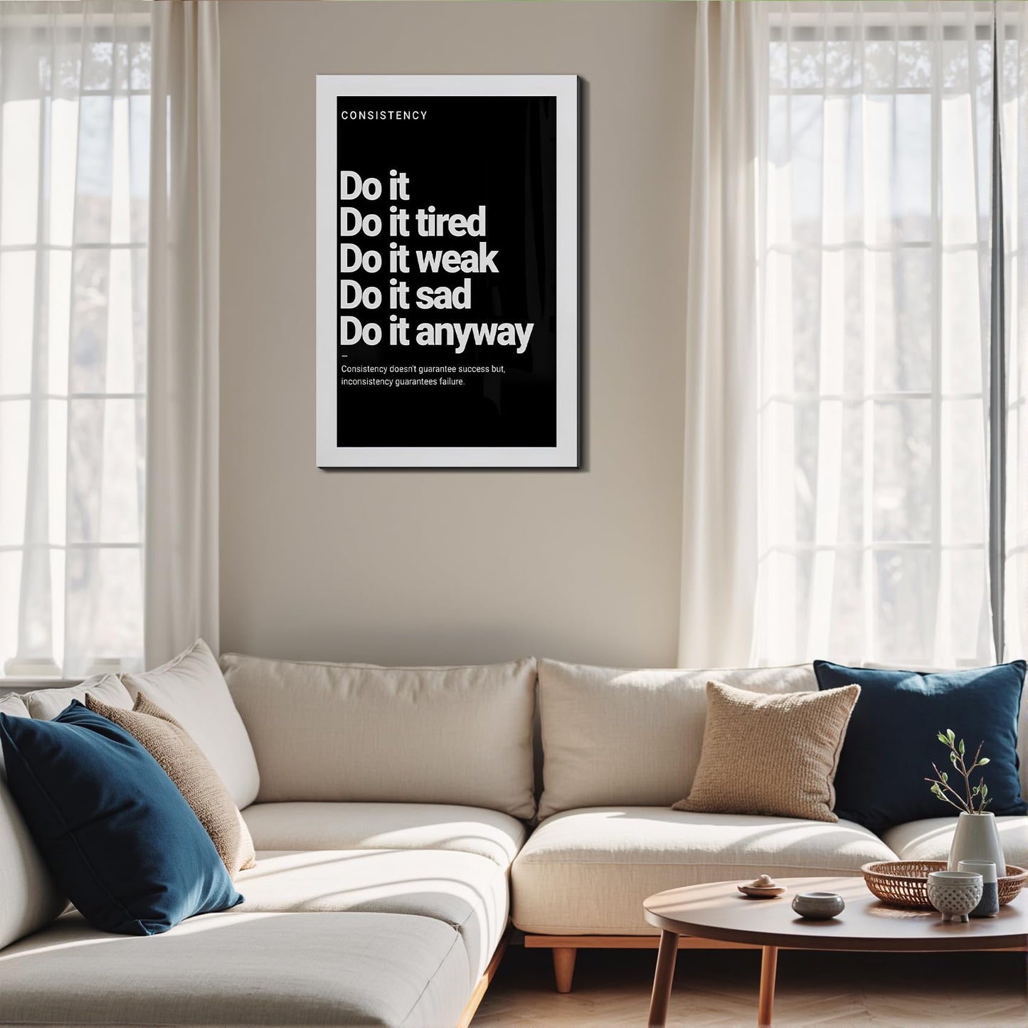 Do it Motivational Wall Decor for Office, Positive Quotes Canvas Art, Framed Wall Art for Living Room, Black and White Inspirational Poster Prints ArtWork Perfect Home Decoration P4