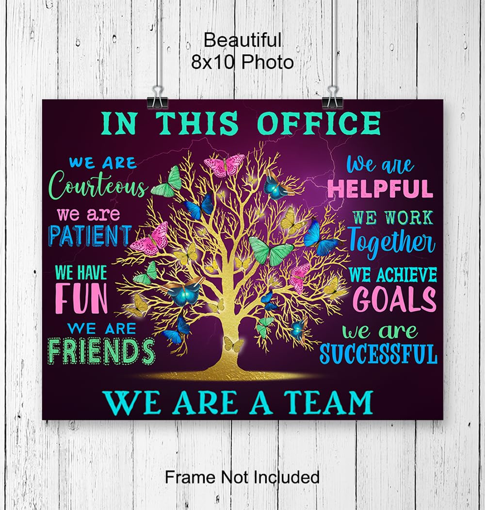 YELLOWBIRD ART & DESIGN Office Wall Art & Decor - Teamwork Wall Art - Inspirational Quotes Wall Art - Motivational poster - Positive Quotes Wall Decor - Home Office Decor - In This Office