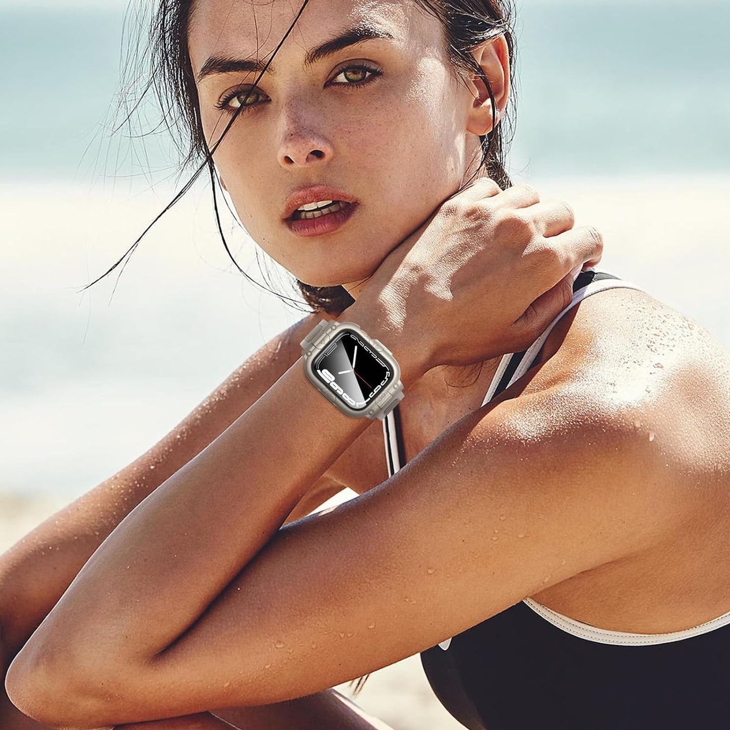 3-in-1 Waterproof Apple Watch Case with Band (44mm) – Full Coverage Bumper with Built-in Screen Protector
