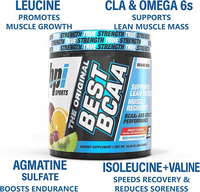BPI Sports Best BCAA Powder - Muscle Recovery Support - Branched Chain Amino Acids | Building Blocks of Protein and Muscle - Post Workout Recovery ??Hydration - Fruit Punch, 30 Servings