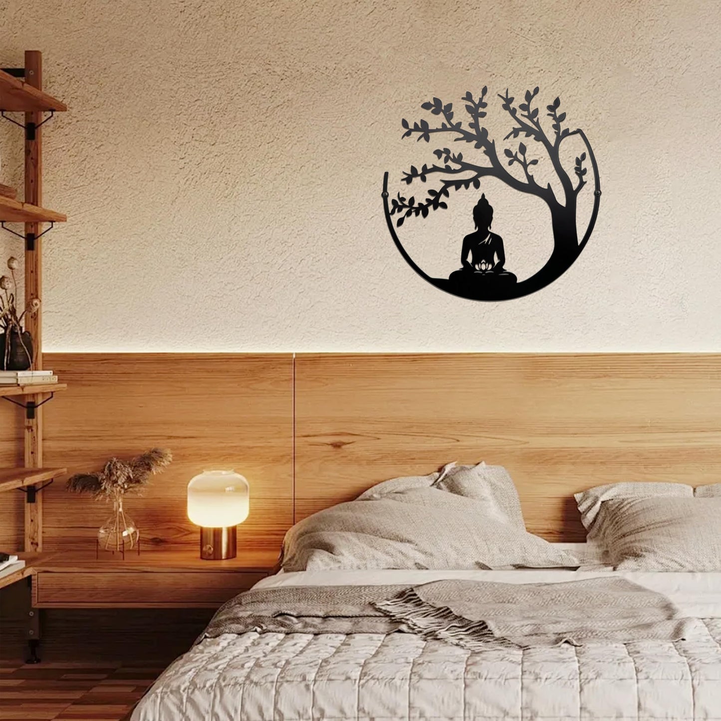 Slagindeco Metal Tree Of Life And Buddha Wall Decor, Zen Lotus Meditation Spiritual Art, Hindu Decor For Home Office Living Room Bedroom Yoga Meditation Room And Outdoor