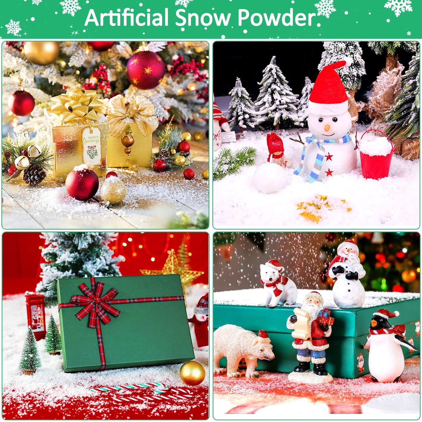 hatisan 13 Ounces Fake Snow Decoration - Artificial Snow for Christmas Decoration, Fake Snow for Crafts Village Displays - Dry Plastic Snowflakes for Holiday Decor Craft Winter Displays