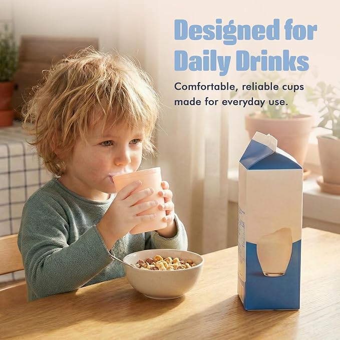 MASTERCOOK 12 Pcs. Small Reusable Cups –8 oz Unbreakable Drinking Glasses -Toddler Cups for Water, Juice, Milk–BPA Free Stackable Tumblers Plastic Cup set for Kitchen, Picnics, Parties- Kid-Friendly