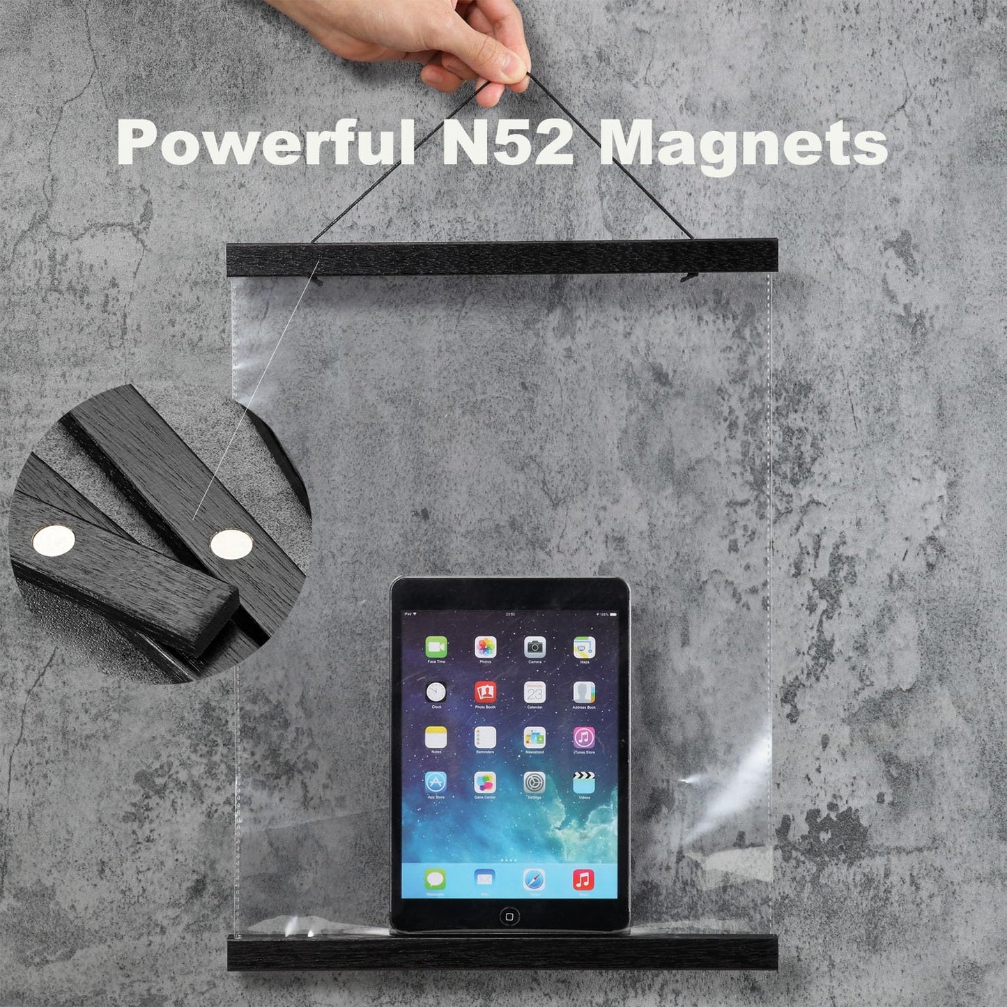 FALAMON 2 Pack Magnetic Poster Hanger Frame, 12x16 12x18 12x24 Magnet Poster Frame Hangers for Hanging Posters, Prints, Photos, Pictures, Maps, Scrolls, and Canvas Artwork (Black, 12")