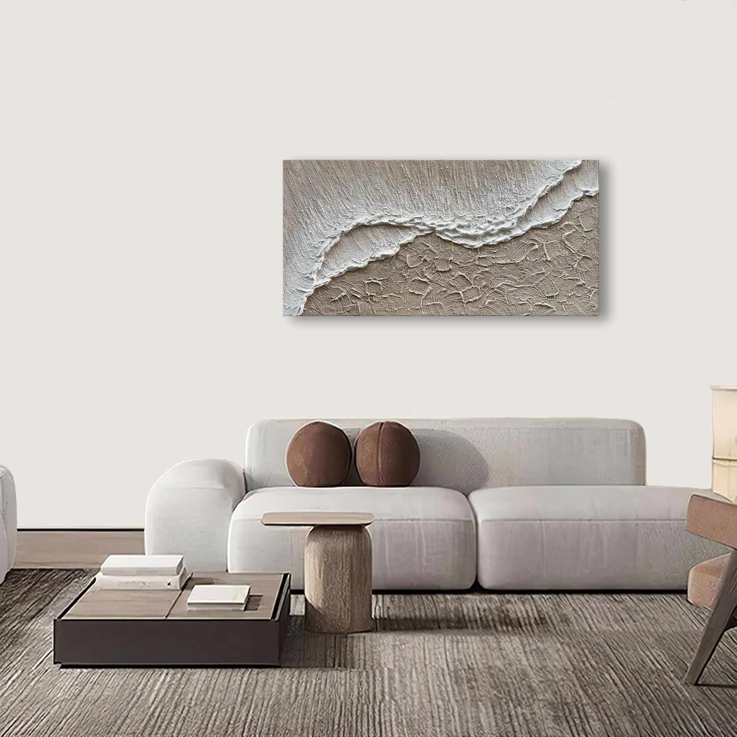 NANKAI Art 24x48 inch Hand painted beach Ocean Wave Landscape Oil painting Modern Abstract Canvas art Mural family wall Decoration art
