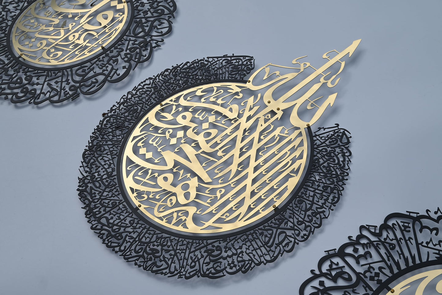 BoiCkyo Islamic Wall Art Decor Metal and Stainless steel- Handmade Arabic Calligraphy Quran Verses for Muslim Home, Living Room & Pray Room Wall Decor, Eid Ramadan Gift for Families,set of 3