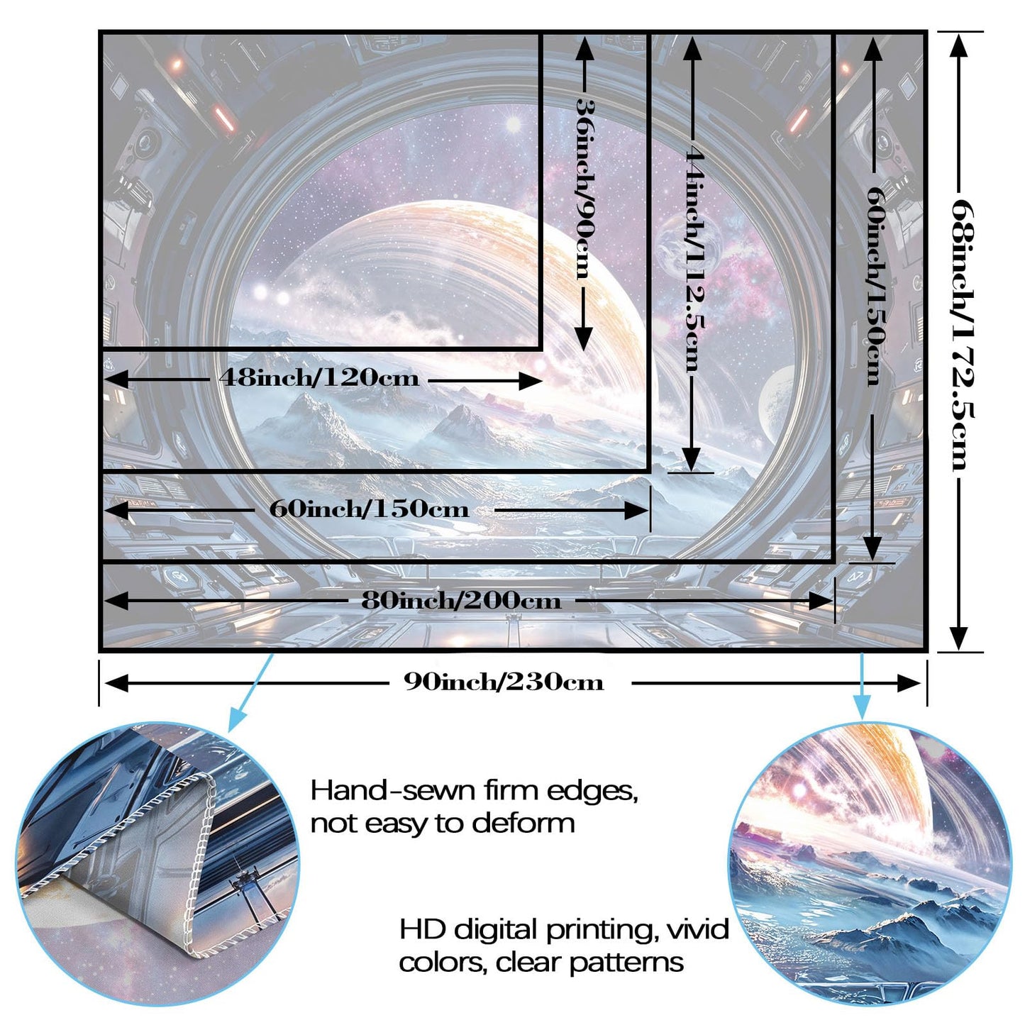 Lifeel Galaxy Tapestry, Planet Space Science Fiction Aesthetic Window Tapestries Decor for Game Room and Bedroom Living Room, 36x48 inches