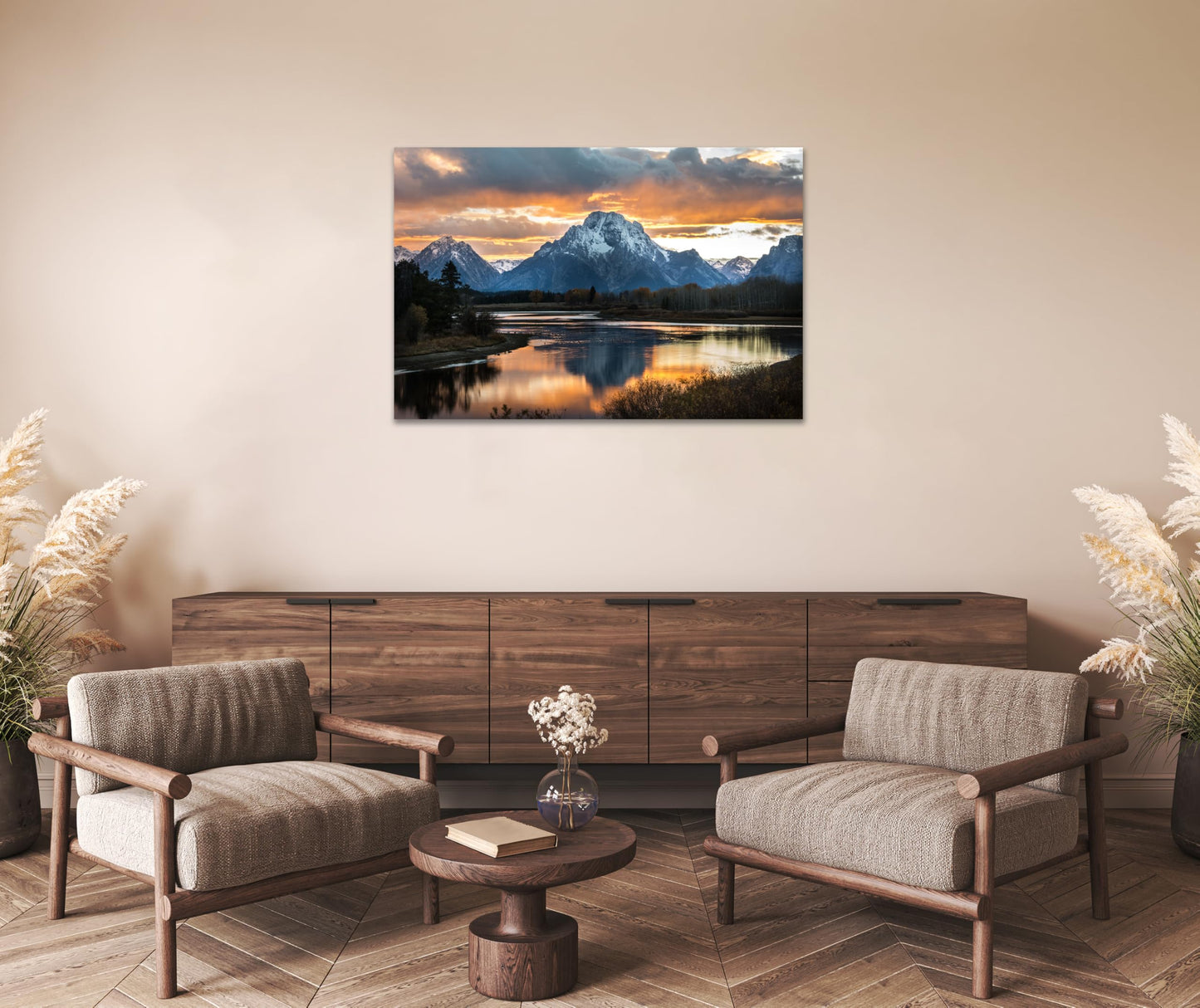 SKASNFAI Grand Teton National Park Canvas Wall Art Mountain Landscape Print Picture Framed Nature Wall Decor for Living Room Office (12L x 16W)