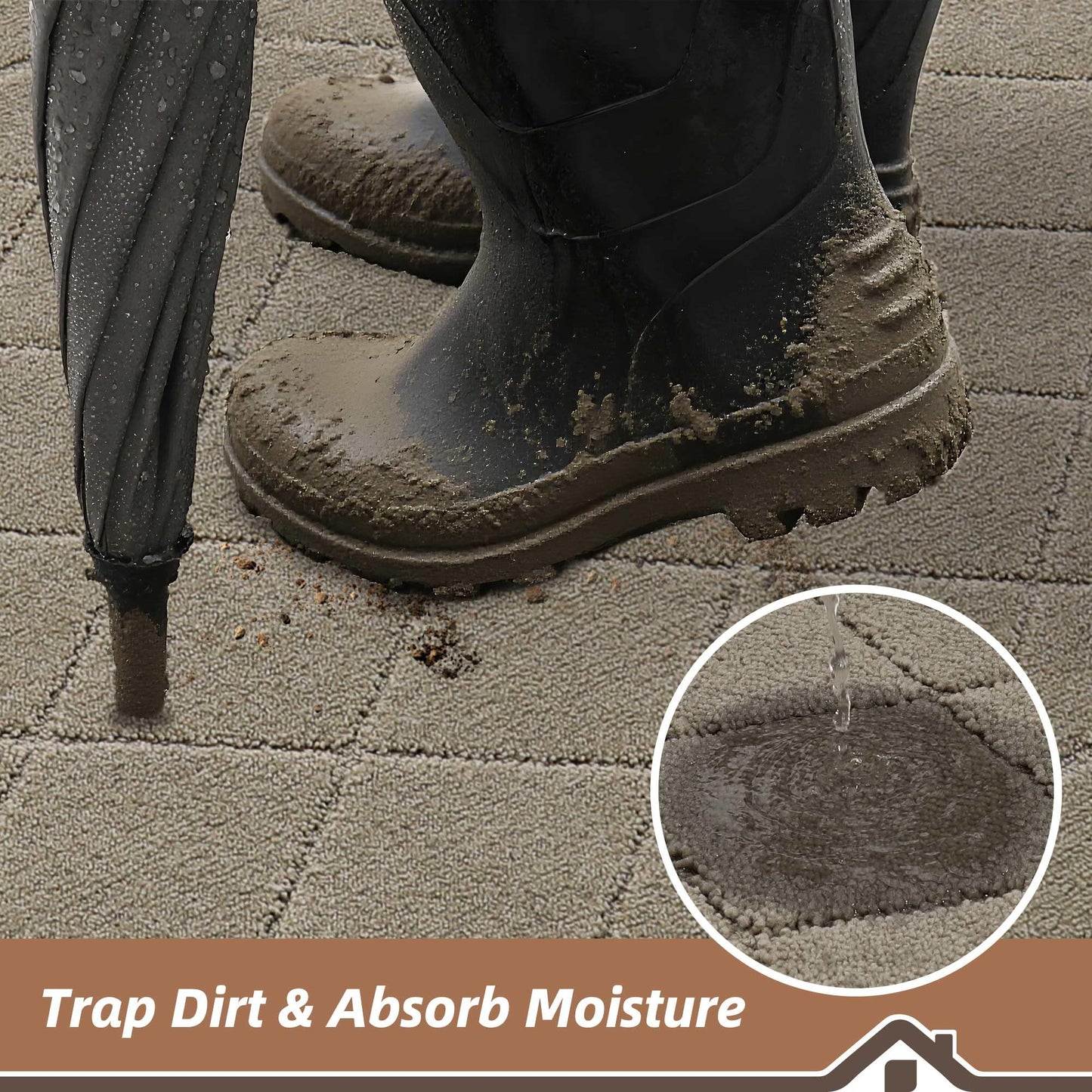 BEQHAUSE Dirt Trapper Door Mat 20" x 32", Doormat Non-Slip Entryway Rugs Washable, Dog Door Mat Stain Resistant and Absorbent Welcome Floor Mat for Front Back Door, Mud Wet Shoes & Paws, Beige