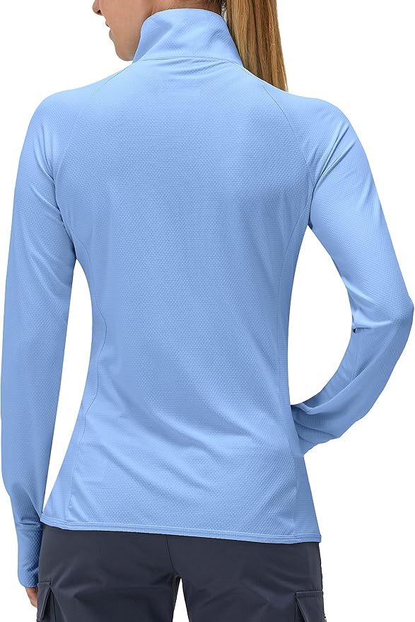 Women's UPF 50+ UV Sun Protection Clothing Long Sleeve Athletic Hiking Shirts Lightweight SPF Zip Up Outdoor Jacket