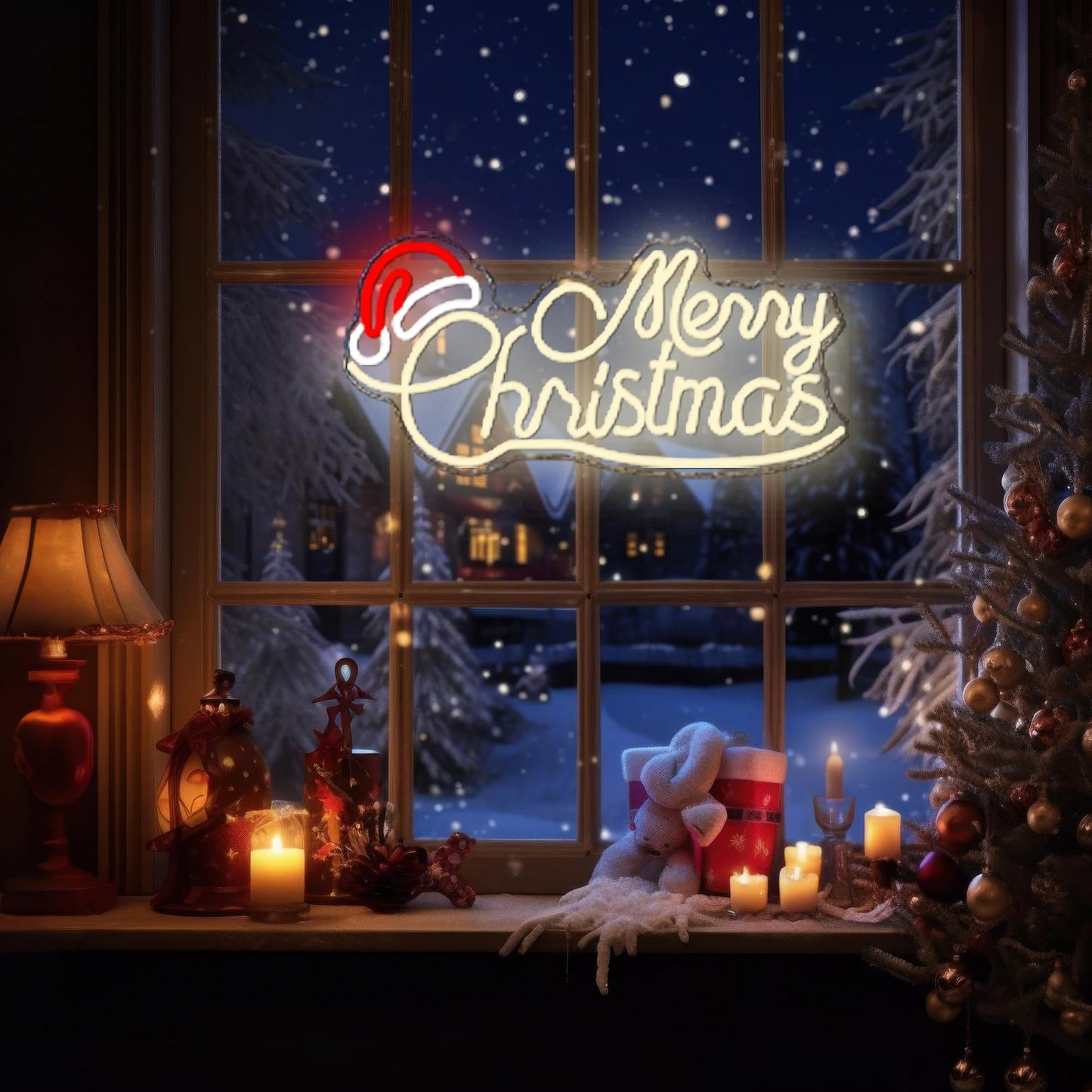 Allball Merry Christmas Neon Signs for Wall Decor, LED Santa Hat Neon Light USB Powered, for Christmas Party Gift Birthday Party Bar Living Room Bedroom Children'S Room Wall Decor(16.8 * 8.2 In)