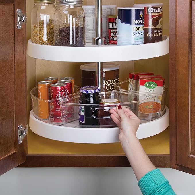 iDesign Plastic Lazy Susan Cabinet Storage Bin, 1/4 Wedge Container for Kitchen, Pantry, Counter, BPA-Free, 12.5 in x 6.75in x 4in Set of 4, Clear