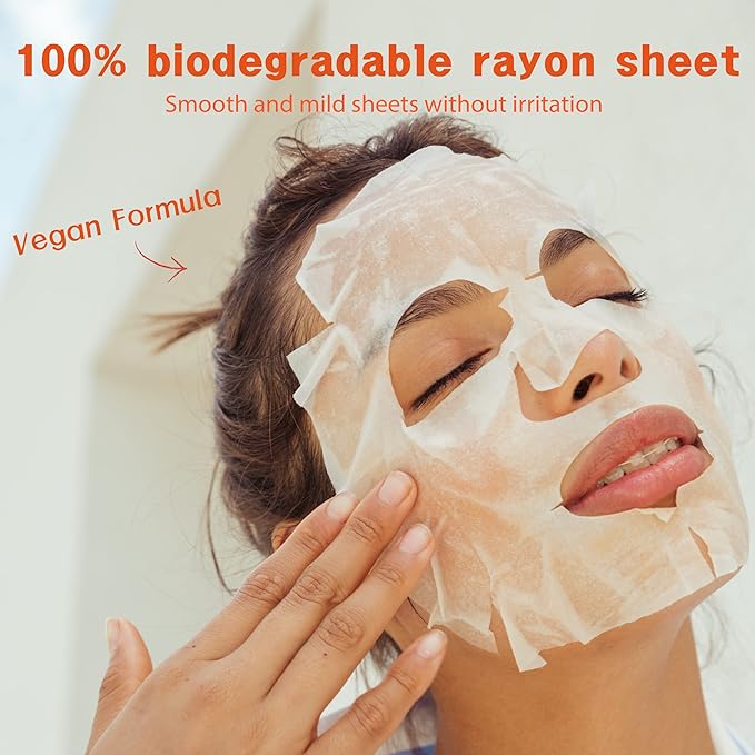 Purederm Vegan Vitamin Sheet Masks (12 Packs) ??Facial Sheet Mask for Brightening & radiance Treatment