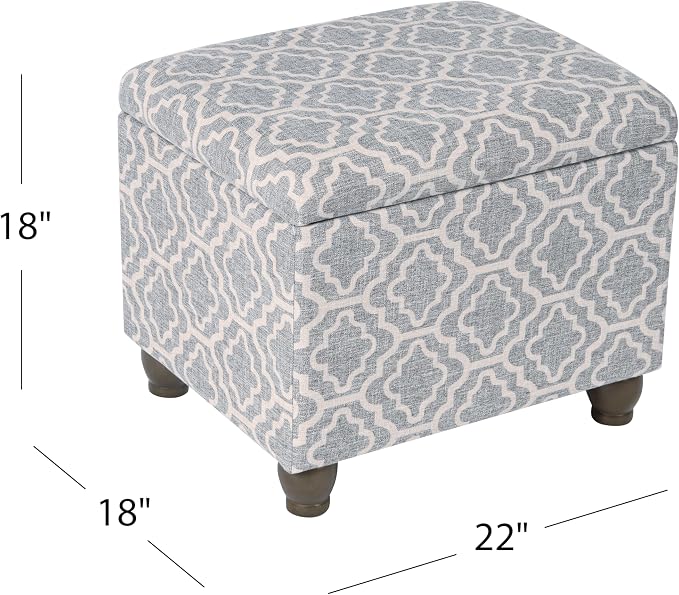 Spatial Order Home Decor | Upholstered MediumRectangular Storage Ottoman | Hinged Lid Ottoman with Storage for Living Room & Bedroom,Gray Geometric