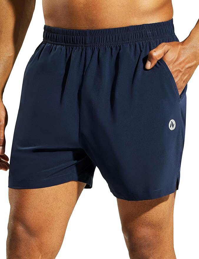Nepest Men's 5?™â€?Athletic Running Shorts with Pockets, Lightweight Quick Dry Gym Workout Training No Liner Shorts