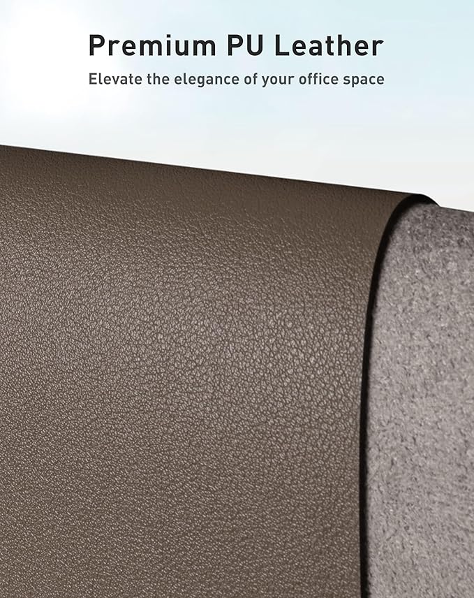 Aothia Faux Leather Desk Mat - Large Mouse Pad, Non-Slip PU Leather Blotter, Waterproof Writing Surface for Office and Home (Coffee, 42" x 17")