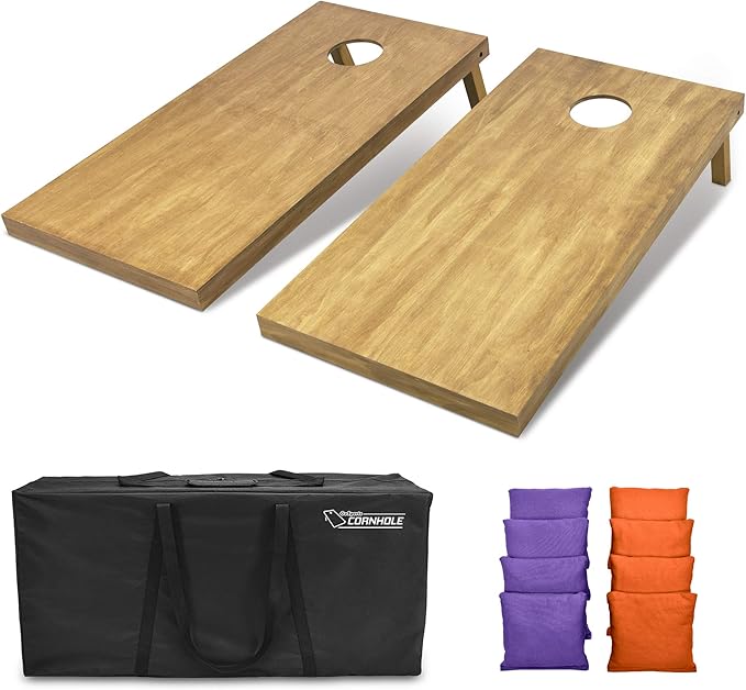 GoSports 4 ft x 2 ft Regulation Size Wooden Cornhole Boards Set - Includes Carrying Case - Full Regulation Size Bean Bag Toss Boards