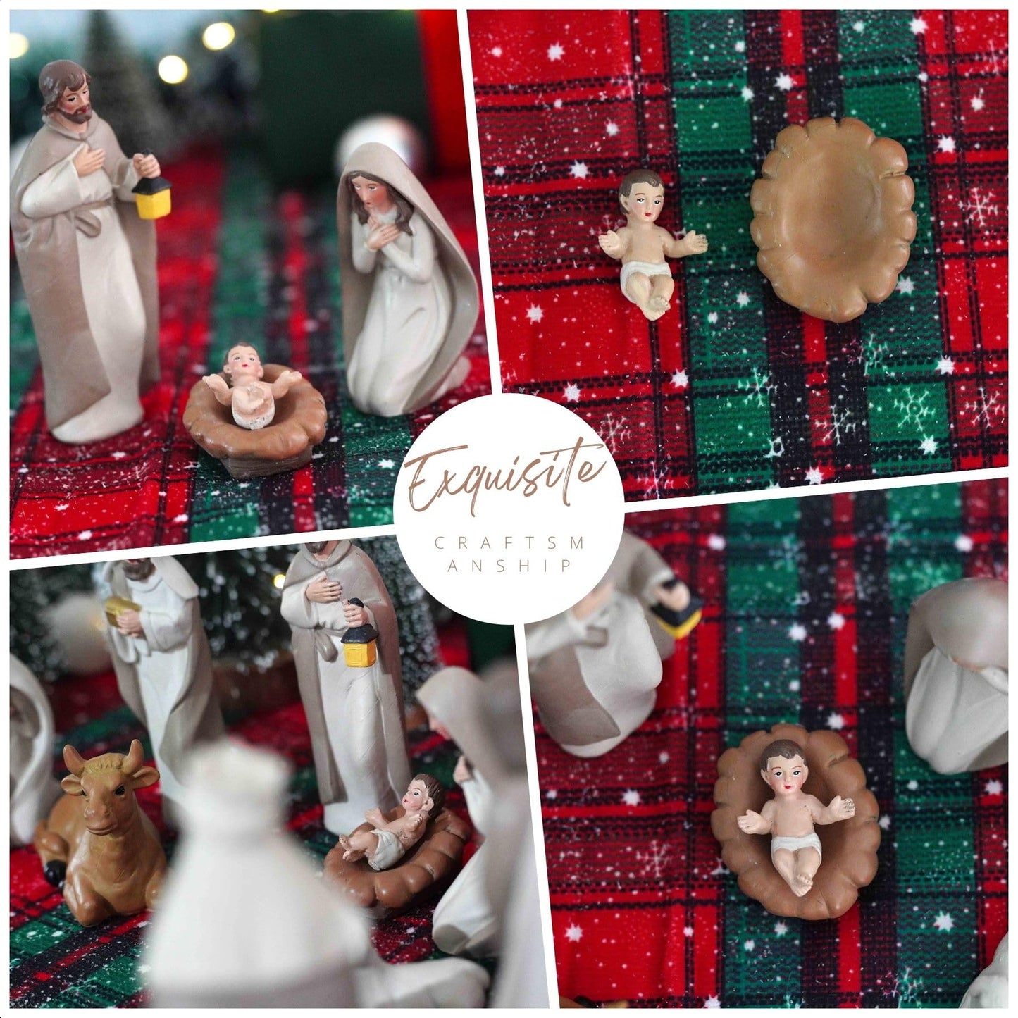 QF Home 10-Piece Christmas Nativity Set – Nativity Scene with Manger, Holy Family & Animals, Hand-Painted Resin Indoor Holiday Display