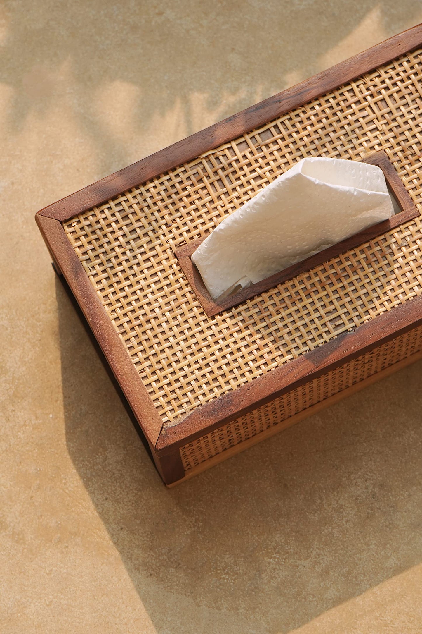 Wooden Tissue Box, Hand Crafted, Holds Standard Tissue Size, Natural Finish Rustic Farmhouse Tissue Box - Brown Tissue Holder Easy to Refill by Slide Bottom - 5” x 9“ x 3"
